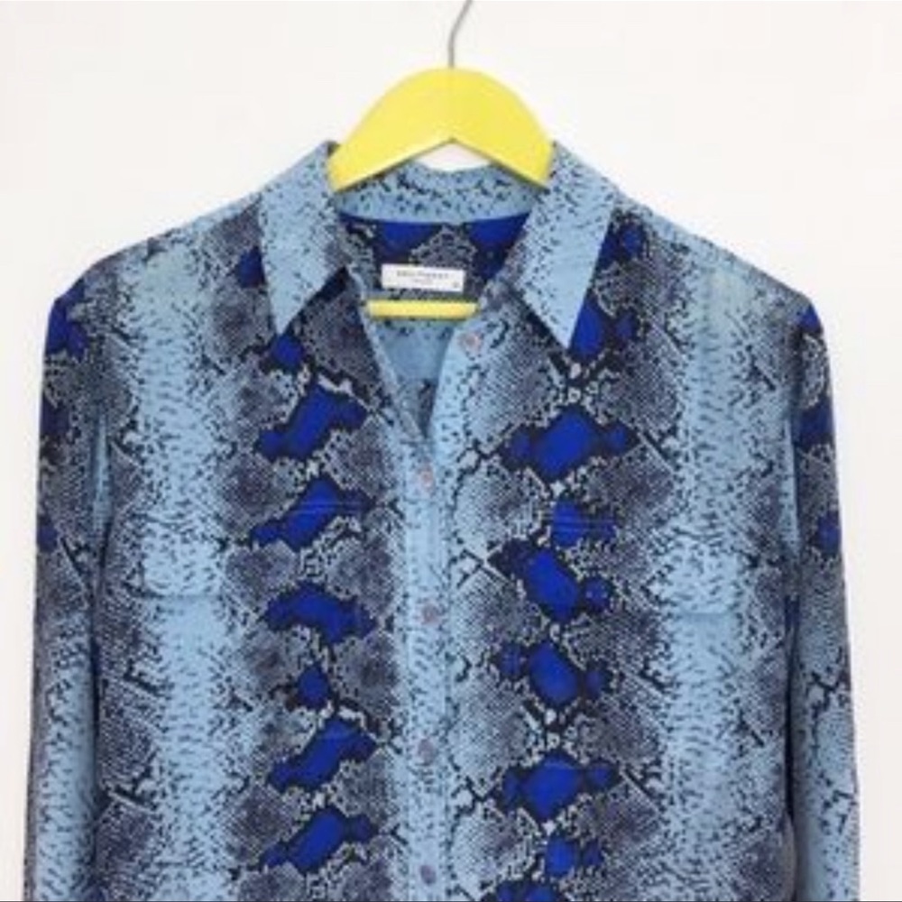 Equipment Blouse, Blue Python Snakeskin Print - image 6